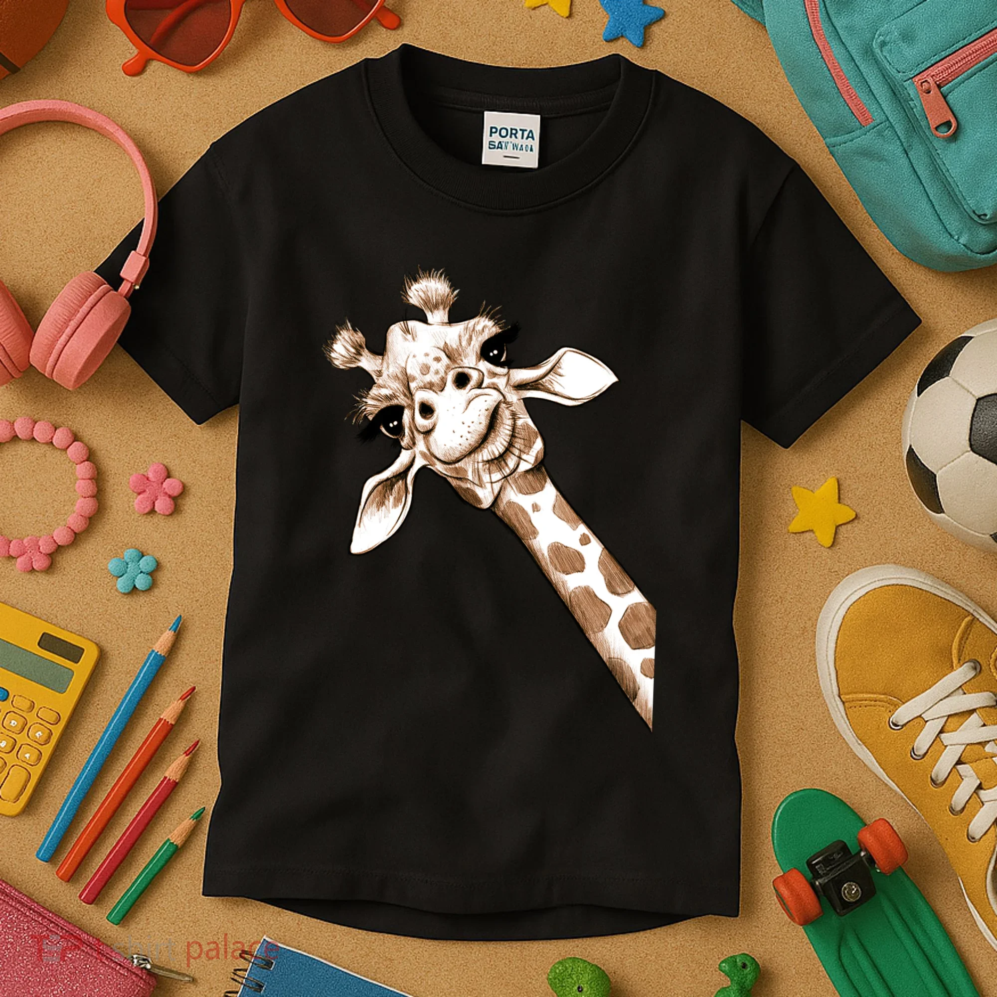 Sketch Giraffe Art Kids T-Shirt
