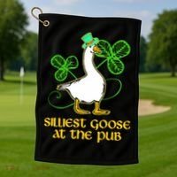 Silliest Goose At The Pub St Patrick’s Day Funny Gift Idea Trending For Lover Golf Towel thumb 1