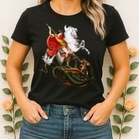 St. George And The Dragon England Catholic Saints Pray Women's T-Shirt thumb 2