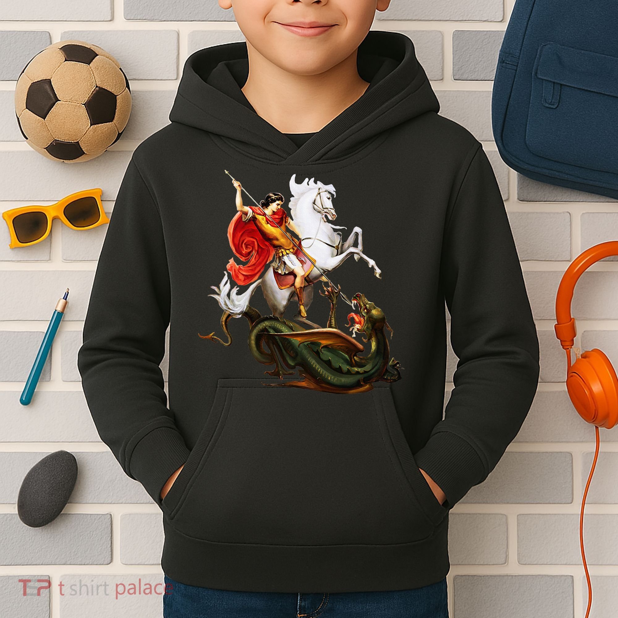 St. George And The Dragon England Catholic Saints Pray Kids Hoodie