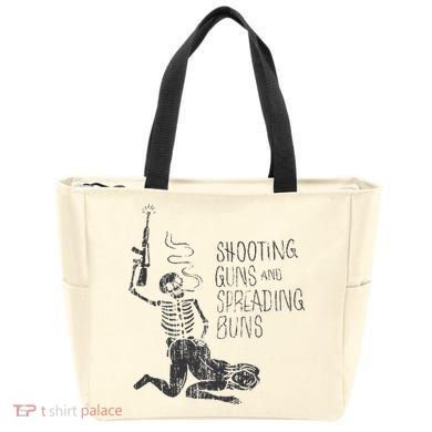 Shooting Guns And Spreading Buns Tote Bag