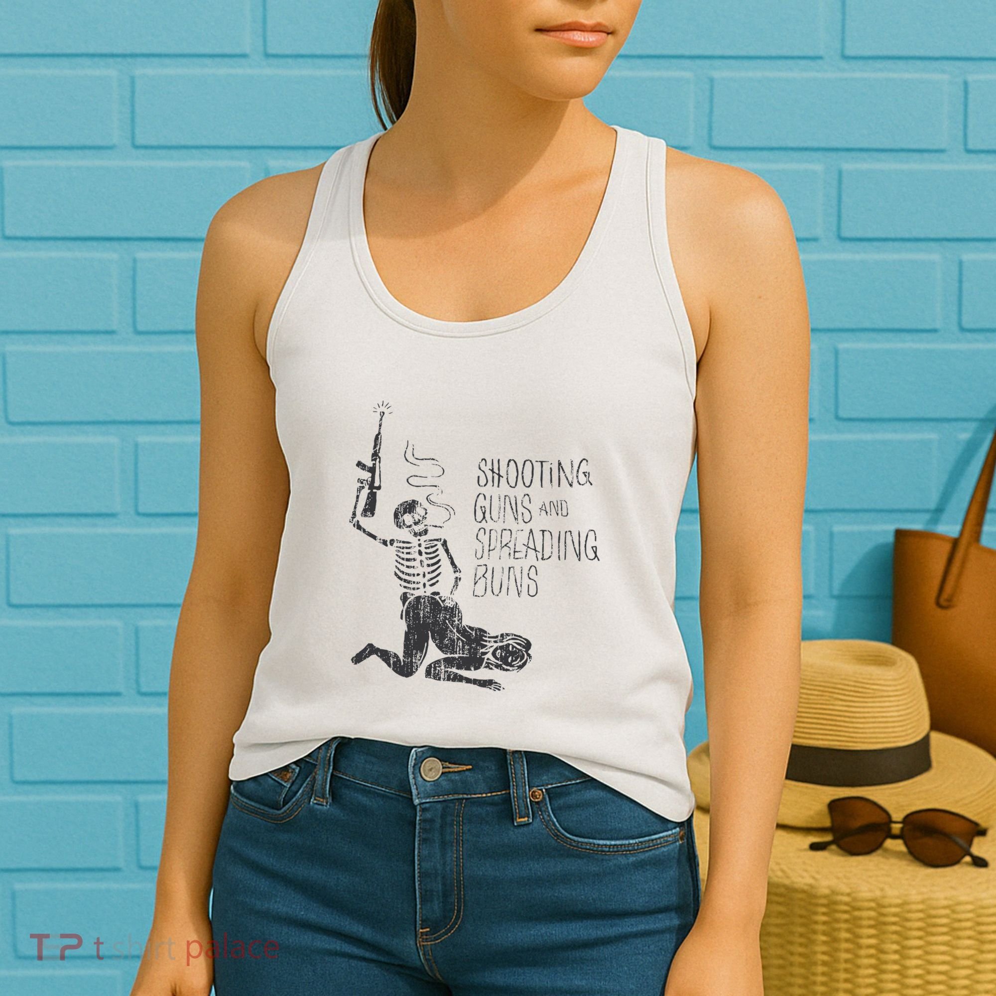 Shooting Guns And Spreading Buns Women's Tank Top