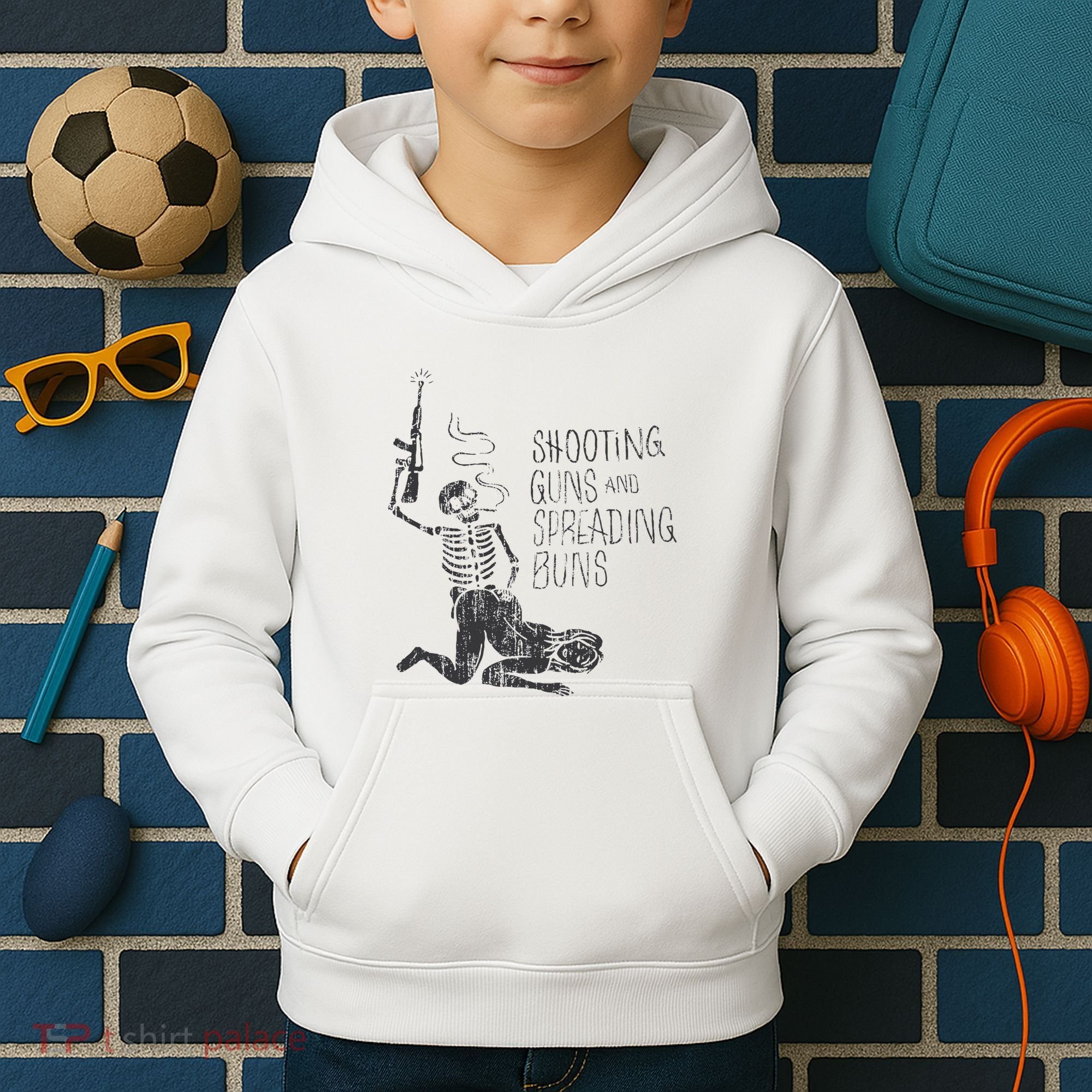 Shooting Guns And Spreading Buns Kids Hoodie