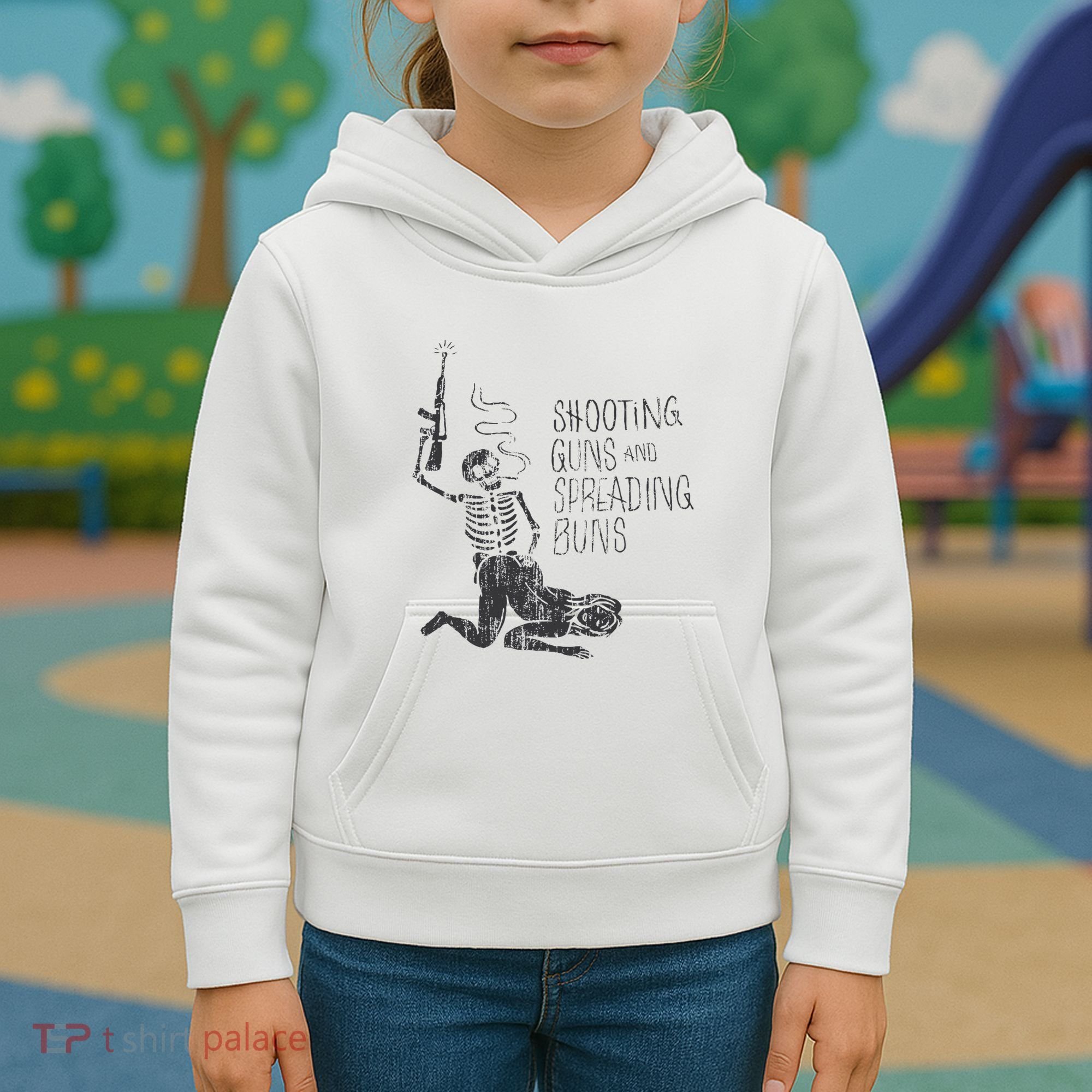 Shooting Guns And Spreading Buns Kids Hoodie