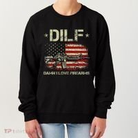 S Gun American Flag Dilf Damn I Love Firearms Women's Sweatshirt thumb 0