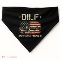S Gun American Flag Dilf Damn I Love Firearms USA-Made Doggie Bandana thumb 0