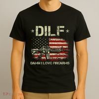 S Gun American Flag Dilf Damn I Love Firearms T-Shirt thumb 3