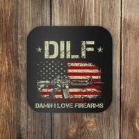 S Gun American Flag Dilf Damn I Love Firearms Coaster thumb 0