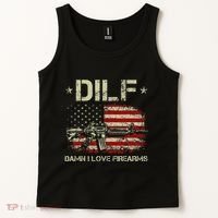 S Gun American Flag Dilf Damn I Love Firearms Tank Top thumb 2