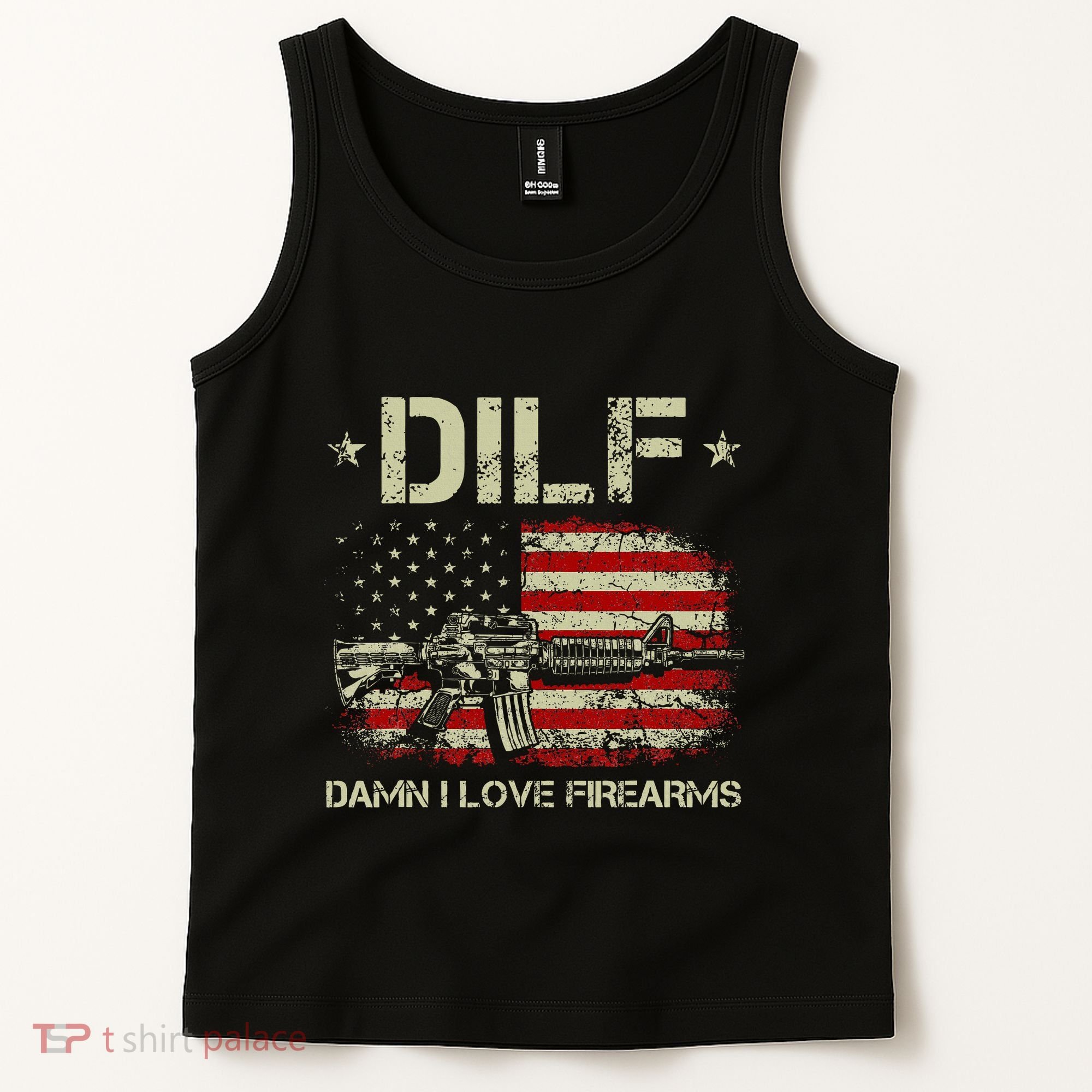 S Gun American Flag Dilf Damn I Love Firearms Tank Top