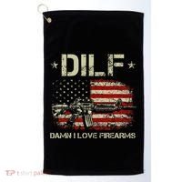 S Gun American Flag Dilf Damn I Love Firearms Golf Towel thumb 0