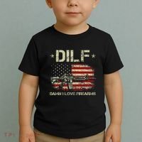 S Gun American Flag Dilf Damn I Love Firearms Toddler T-Shirt thumb 2
