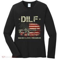 S Gun American Flag Dilf Damn I Love Firearms Women's Long Sleeve Shirt thumb 0