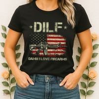 S Gun American Flag Dilf Damn I Love Firearms Women's T-Shirt thumb 2