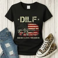 S Gun American Flag Dilf Damn I Love Firearms Women's T-Shirt thumb 3