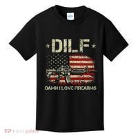 S Gun American Flag Dilf Damn I Love Firearms Kids T-Shirt thumb 0