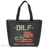 S Gun American Flag Dilf Damn I Love Firearms Tote Bag thumb 0