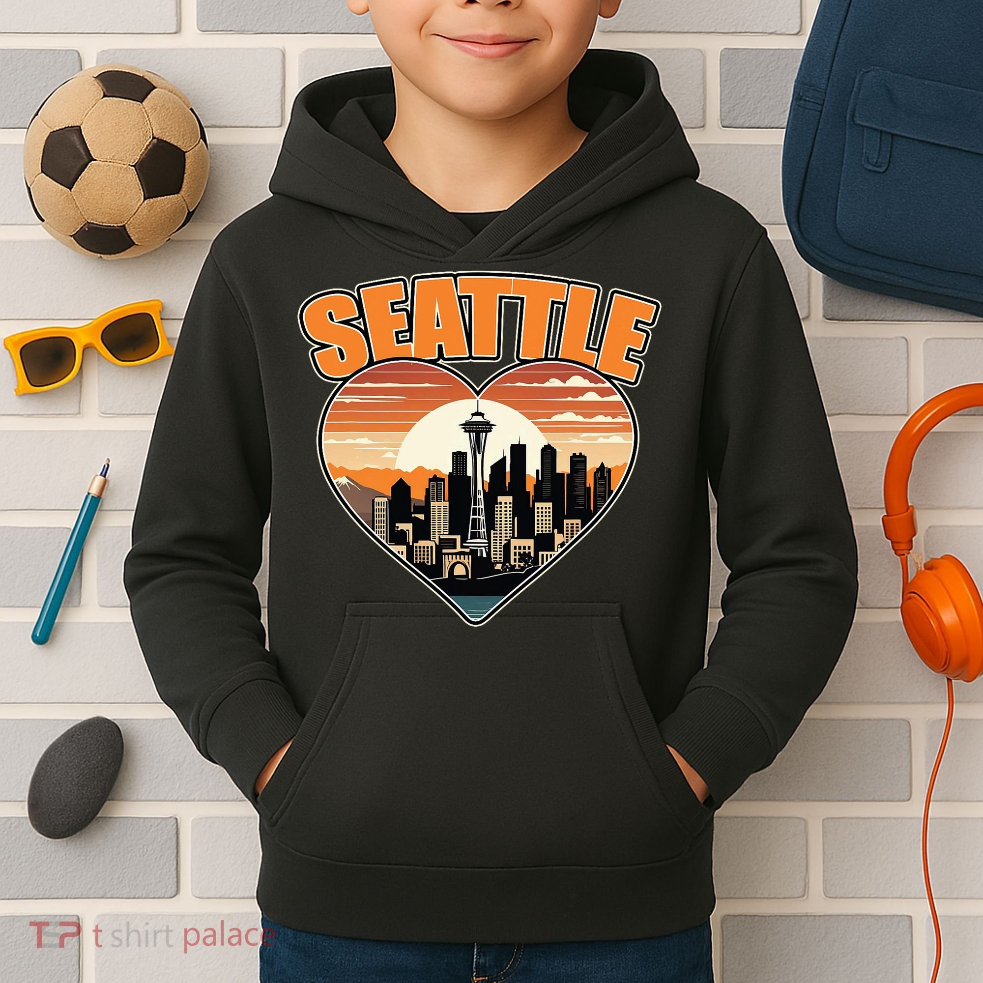 Seattle Gifts Apparel Souvenirs Usa Hiking Camping American Kids Hoodie