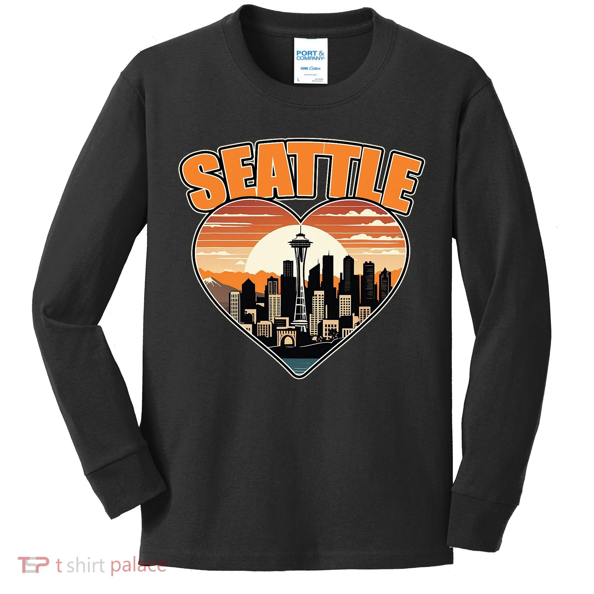 Seattle Gifts Apparel Souvenirs Usa Hiking Camping American Kids Long Sleeve Shirt