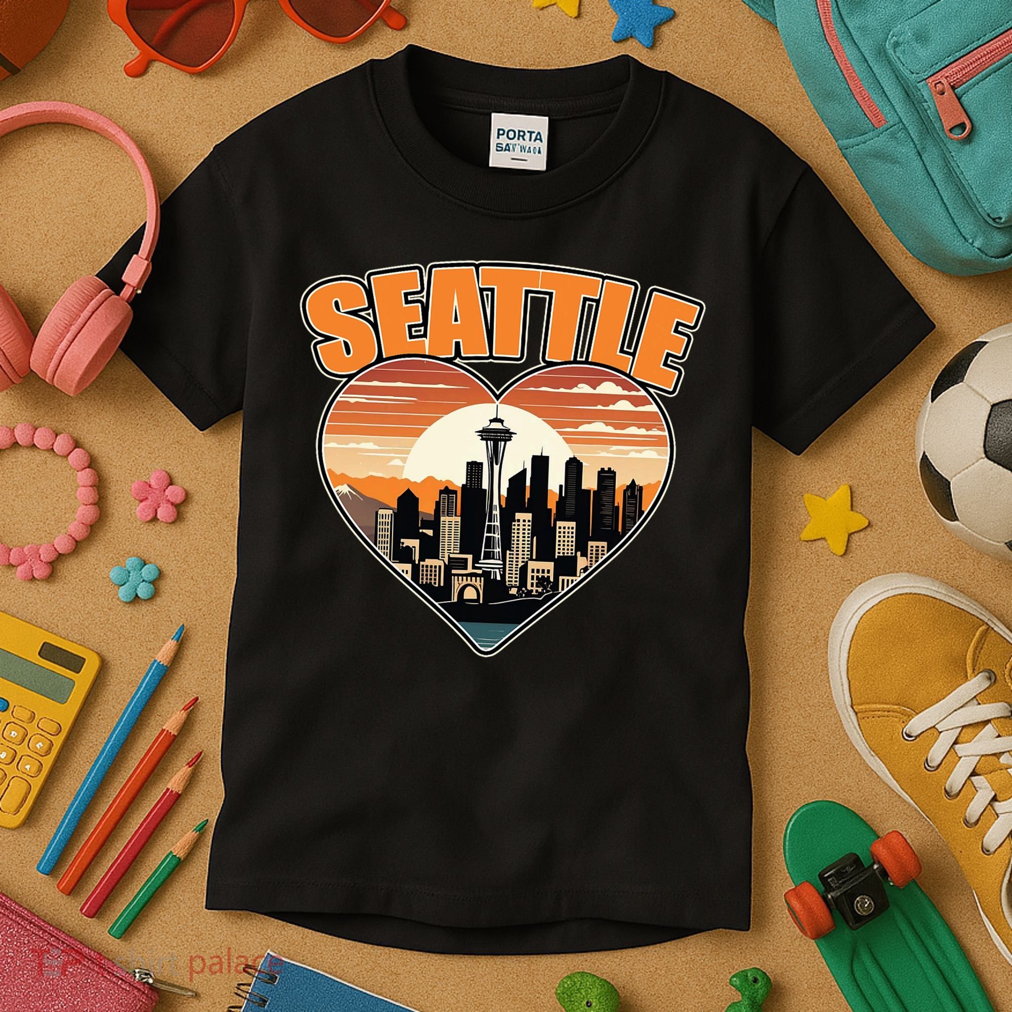 Seattle Gifts Apparel Souvenirs Usa Hiking Camping American Kids T-Shirt