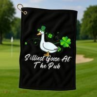 Silliest Goose At The Pub St. Patrick’s Day Golf Towel thumb 1