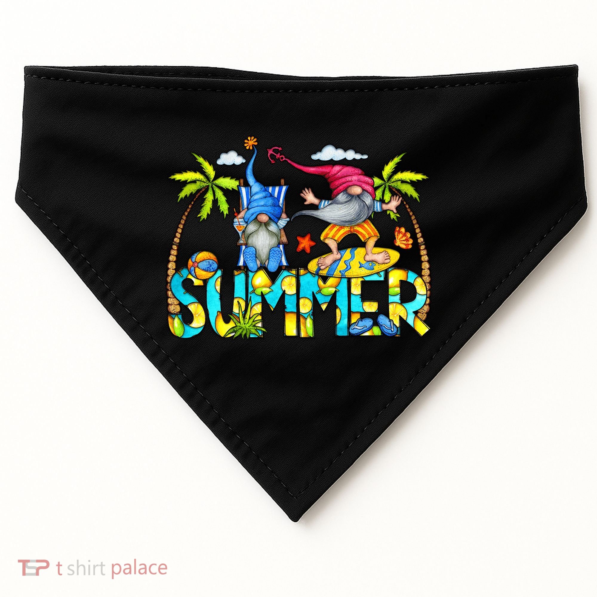 Summer Gnomes Beach USA-Made Doggie Bandana