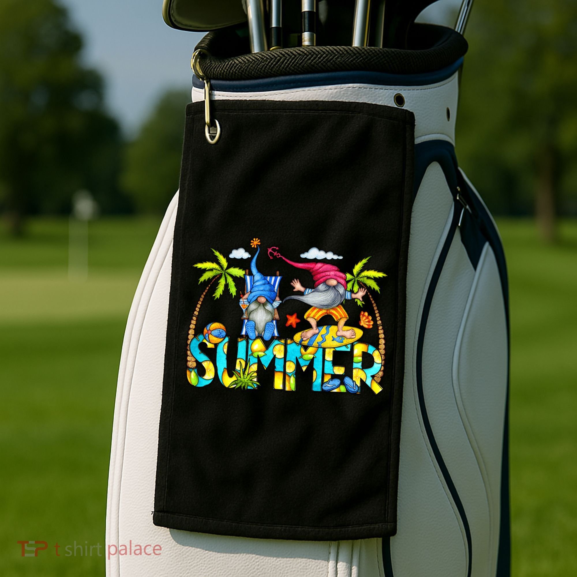 Summer Gnomes Beach Golf Towel