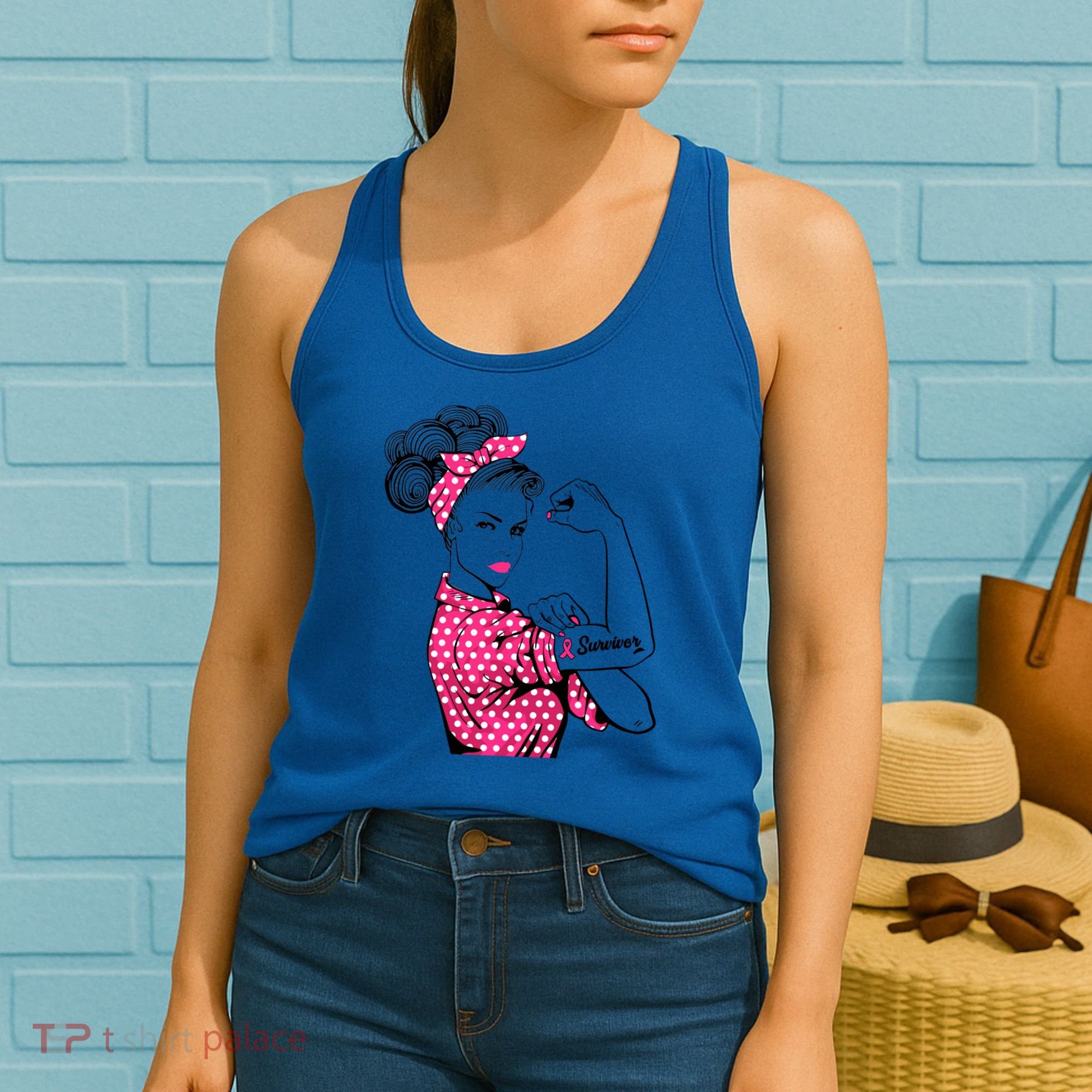 Strong Girl Breast Cancer Survivor Awareness Girls Gift Women's Tank Top