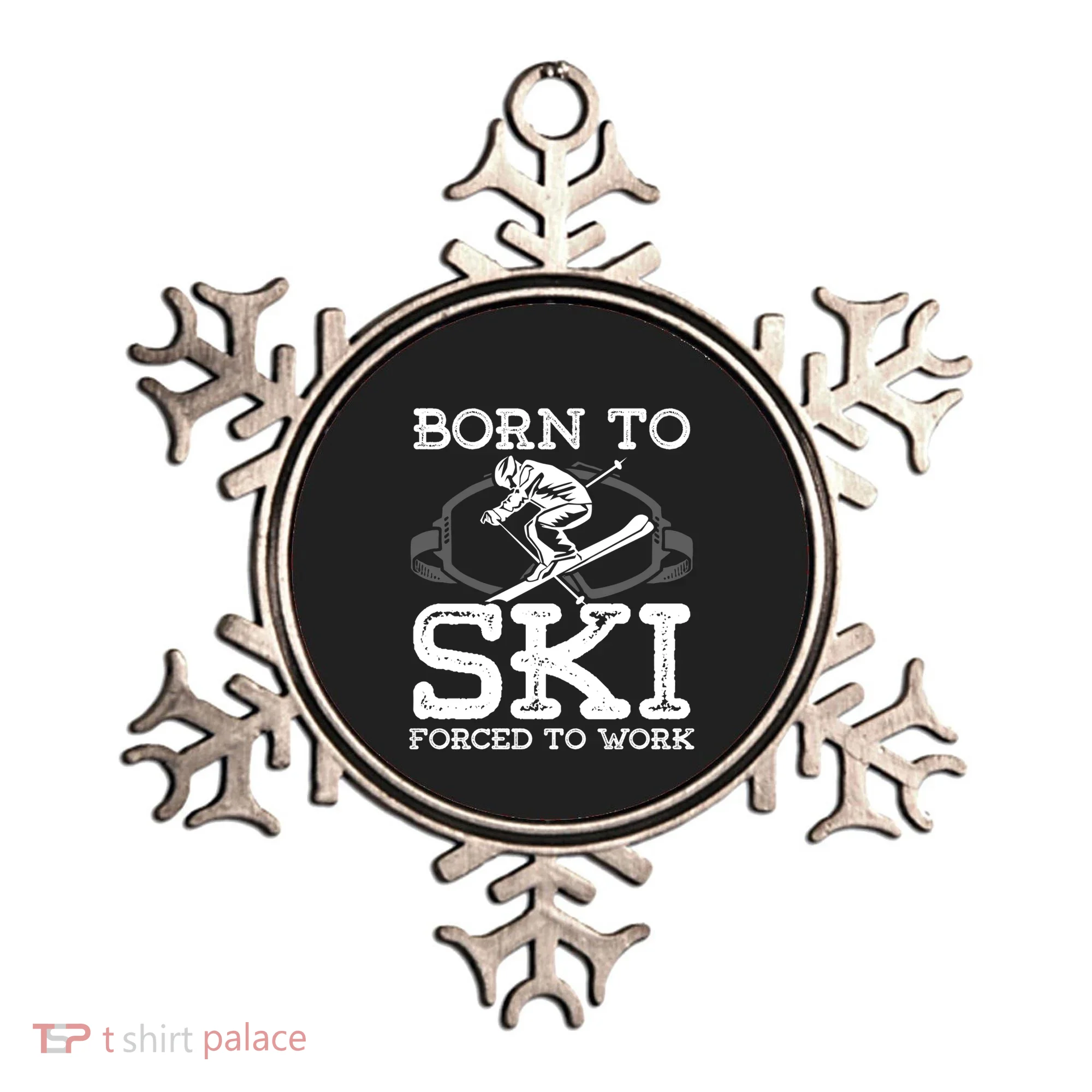 Ski Goggles Born To Ski Forced To Work Gift For Skier Ornament