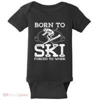 Ski Goggles Born To Ski Forced To Work Gift For Skier Baby Bodysuit thumb 0