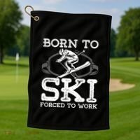 Ski Goggles Born To Ski Forced To Work Gift For Skier Golf Towel thumb 1