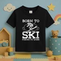 Ski Goggles Born To Ski Forced To Work Gift For Skier Toddler T-Shirt thumb 3