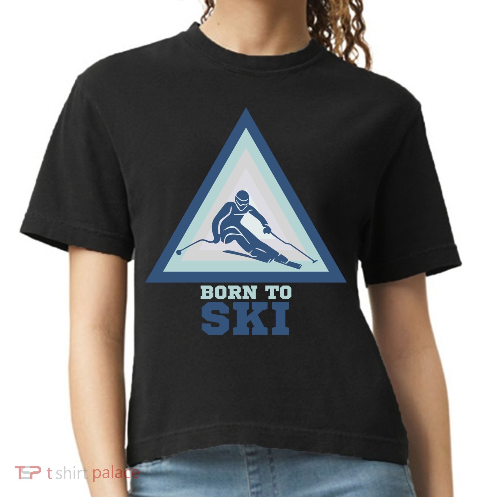 Ski Goggles Born To Ski Gift For Skier Comfort Colors Boxy T-Shirt