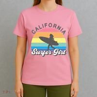 Surfer Girl California Surfing Surf Beach T-Shirt thumb 4