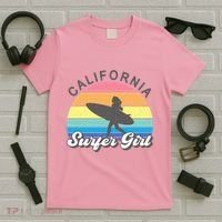Surfer Girl California Surfing Surf Beach T-Shirt thumb 5