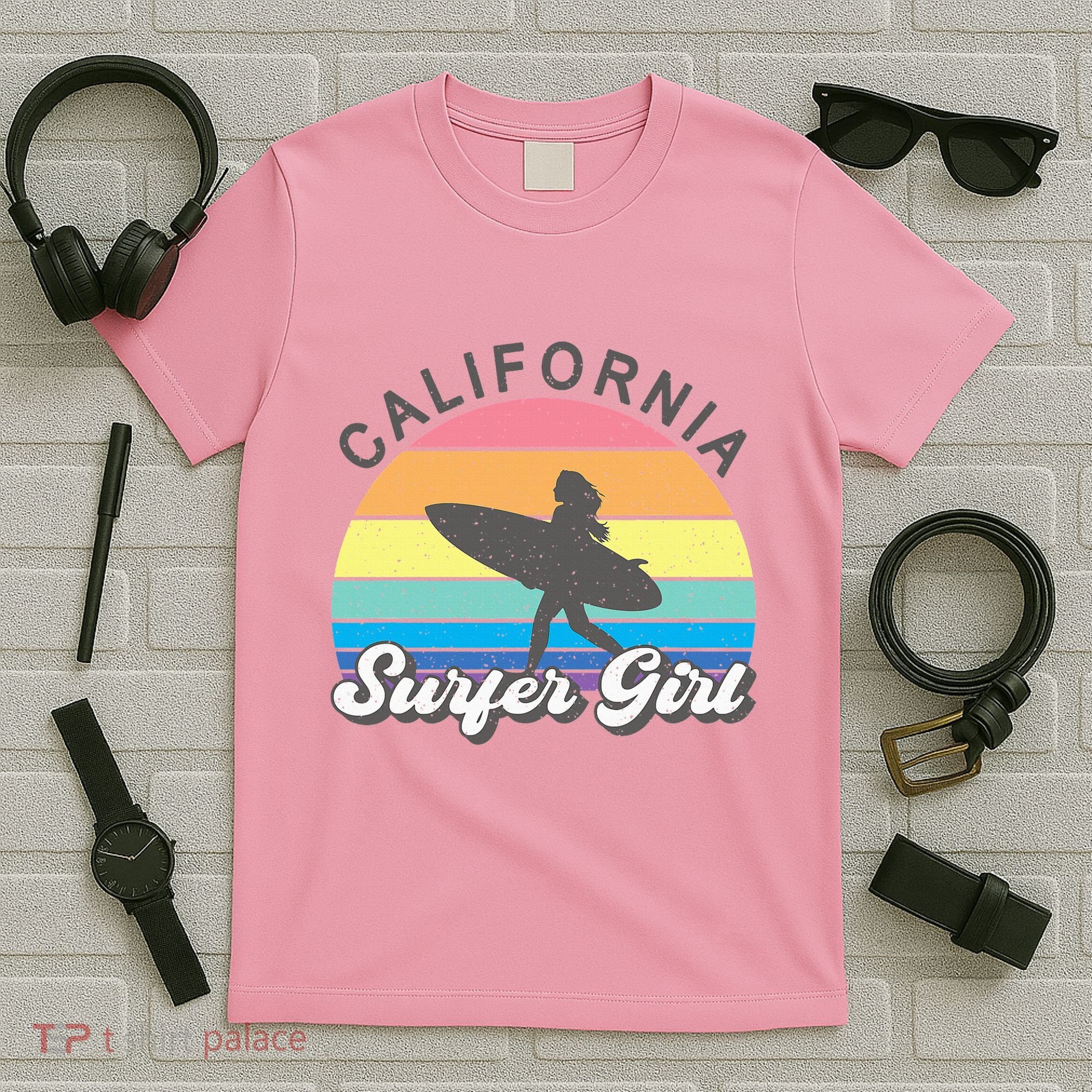 Surfer Girl California Surfing Surf Beach T-Shirt