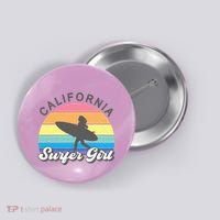 Surfer Girl California Surfing Surf Beach Button thumb 0