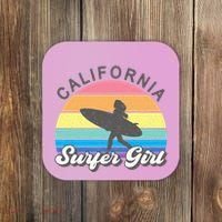 Surfer Girl California Surfing Surf Beach Coaster thumb 0
