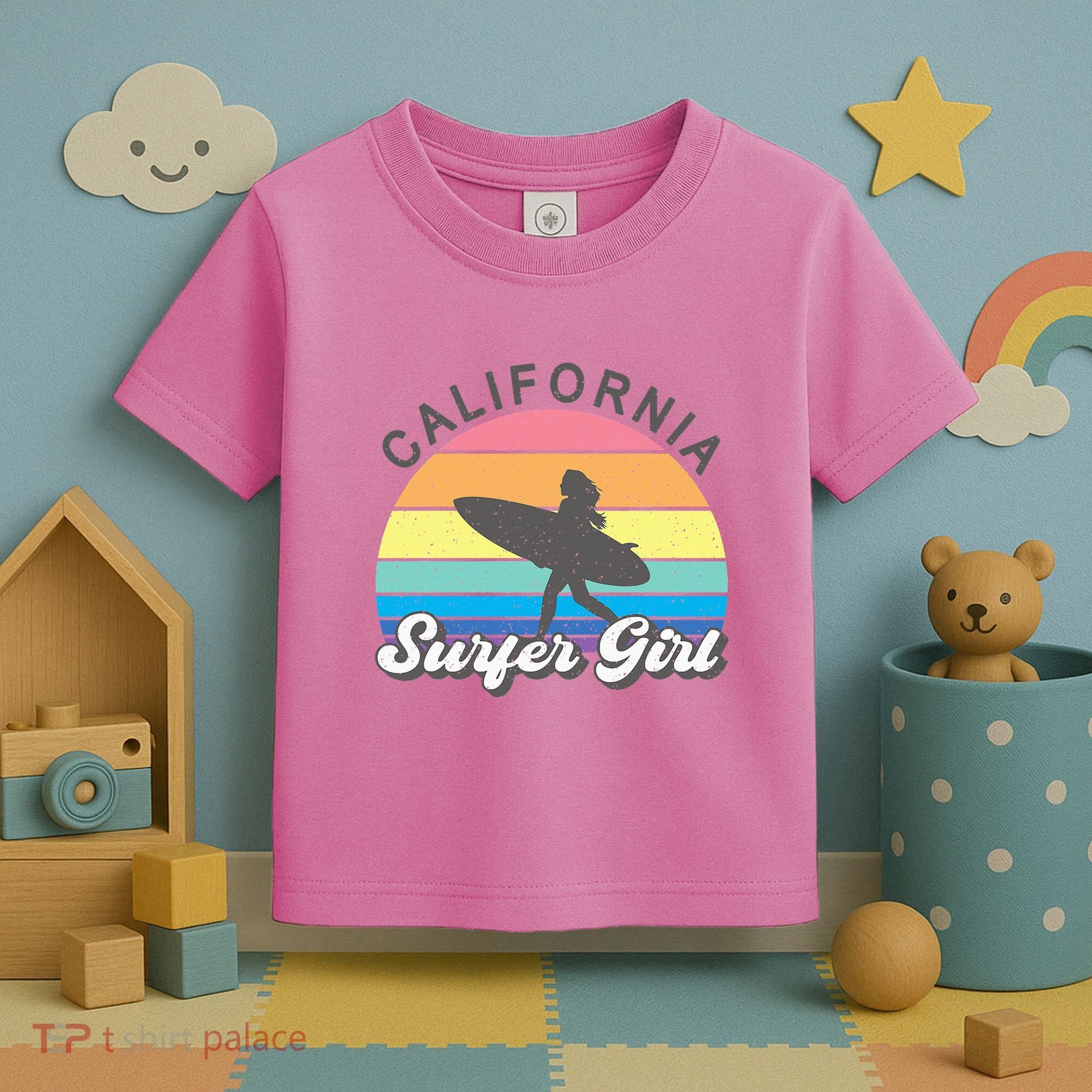 Surfer Girl California Surfing Surf Beach Toddler T-Shirt