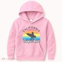 Surfer Girl California Surfing Surf Beach Kids Hoodie thumb 0