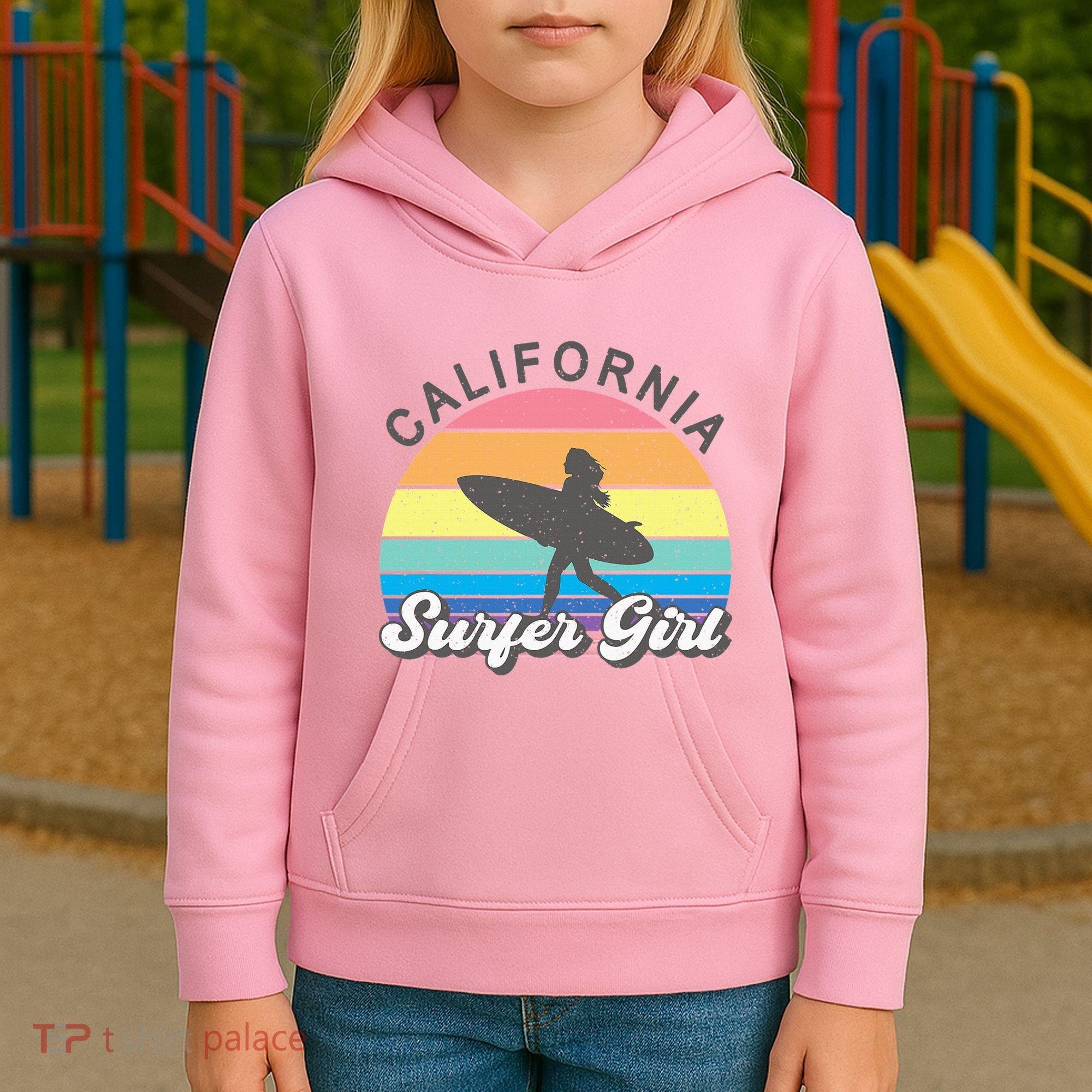 Surfer Girl California Surfing Surf Beach Kids Hoodie