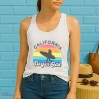 Surfer Girl California Surfing Surf Beach Women's Tank Top thumb 2