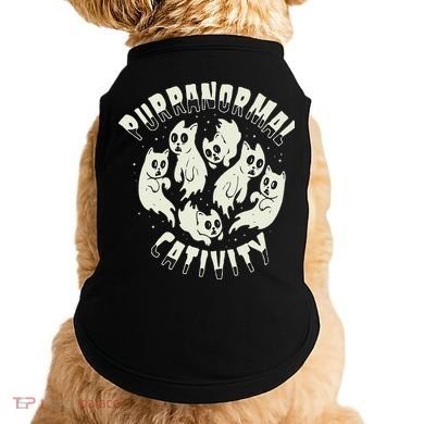 Spooky Ghost Cat Paranormal Funny Activity Doggie Tank