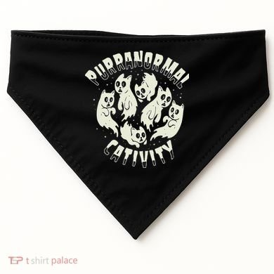 Spooky Ghost Cat Paranormal Funny Activity USA-Made Doggie Bandana