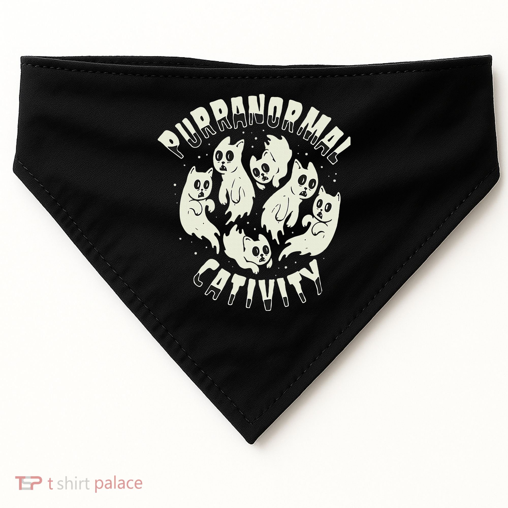Spooky Ghost Cat Paranormal Funny Activity USA-Made Doggie Bandana