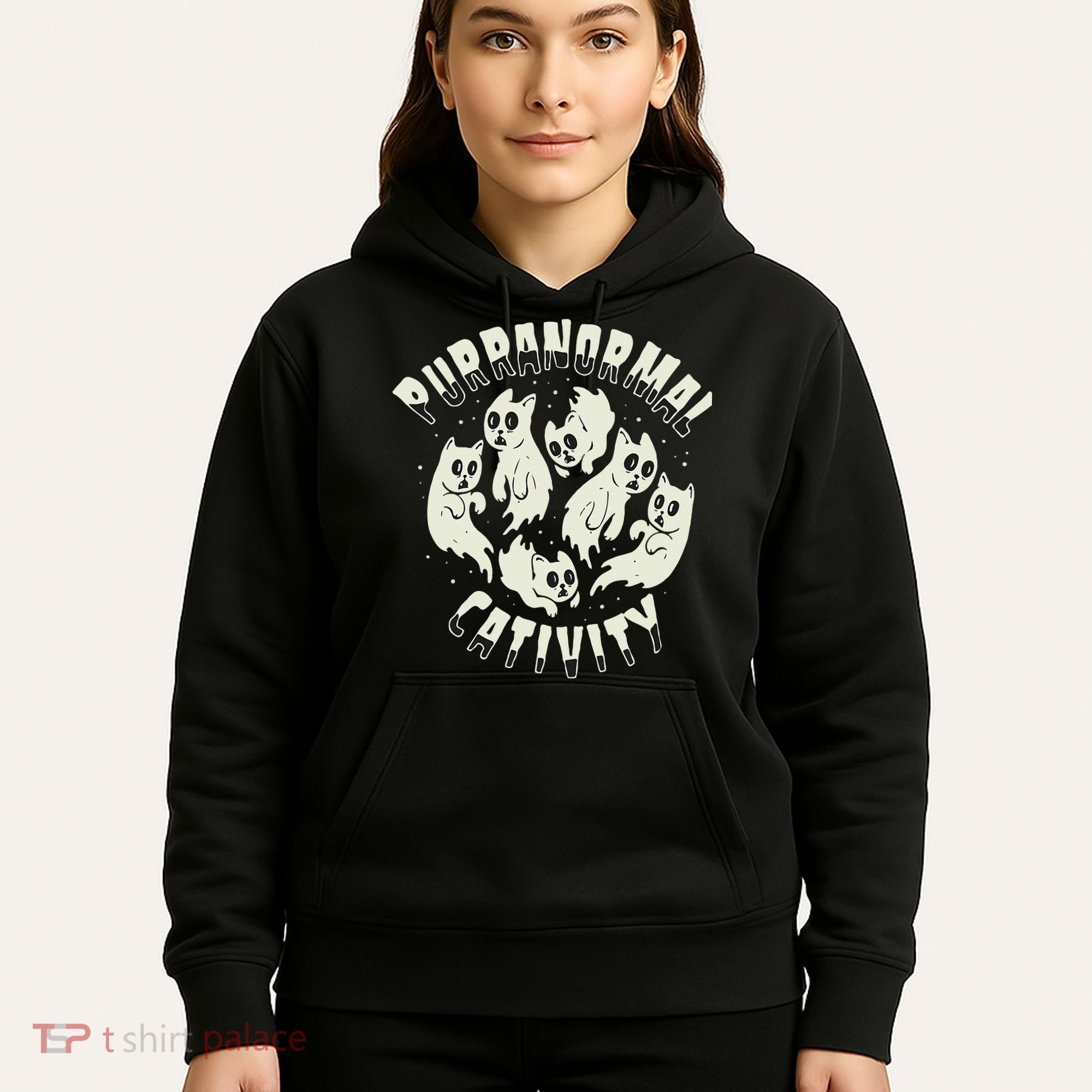 Spooky Ghost Cat Paranormal Funny Activity Hoodie
