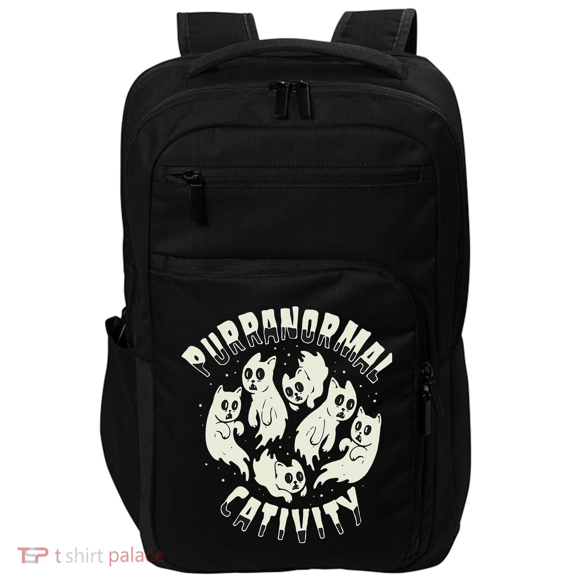 Spooky Ghost Cat Paranormal Funny Activity Impact Tech Backpack