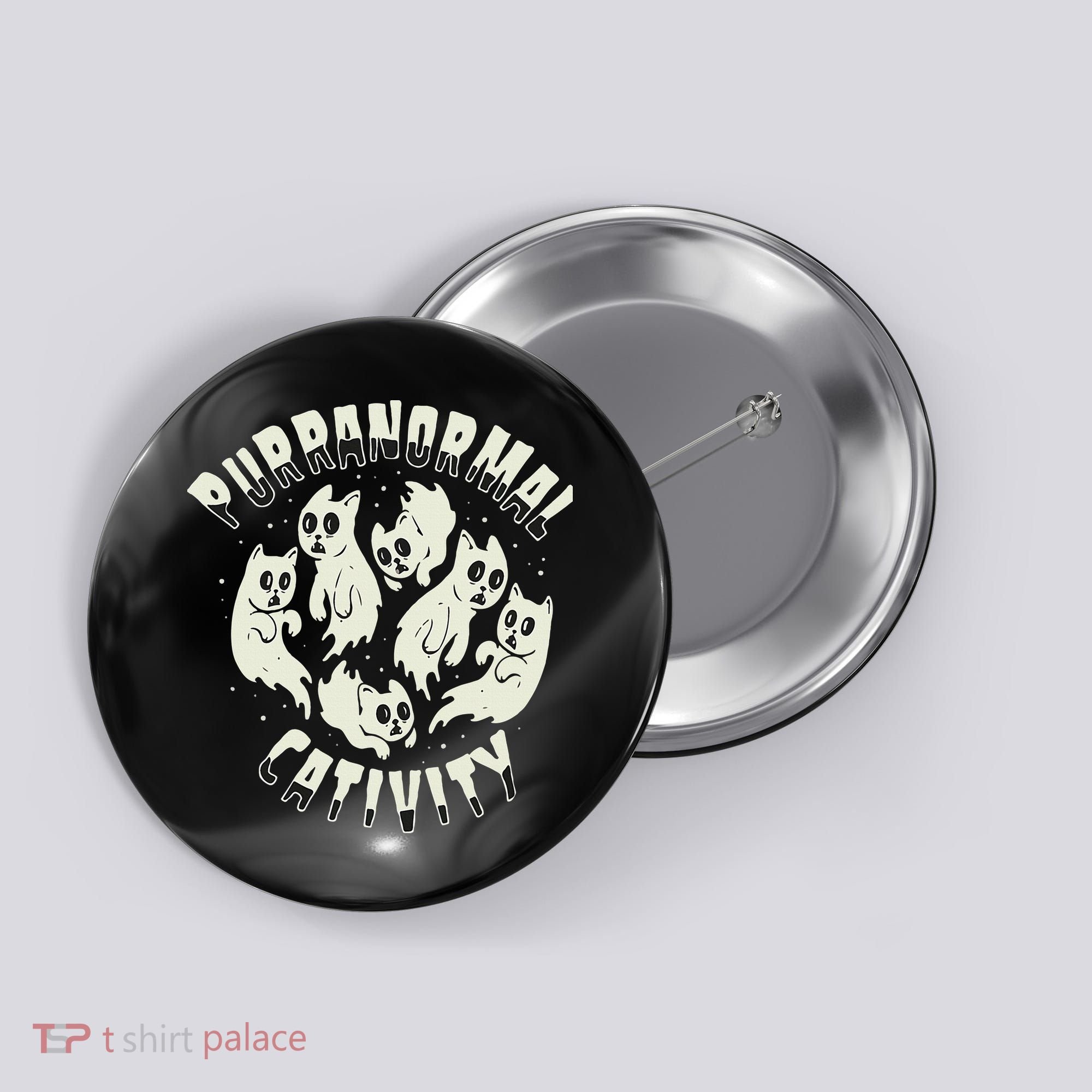 Spooky Ghost Cat Paranormal Funny Activity Button