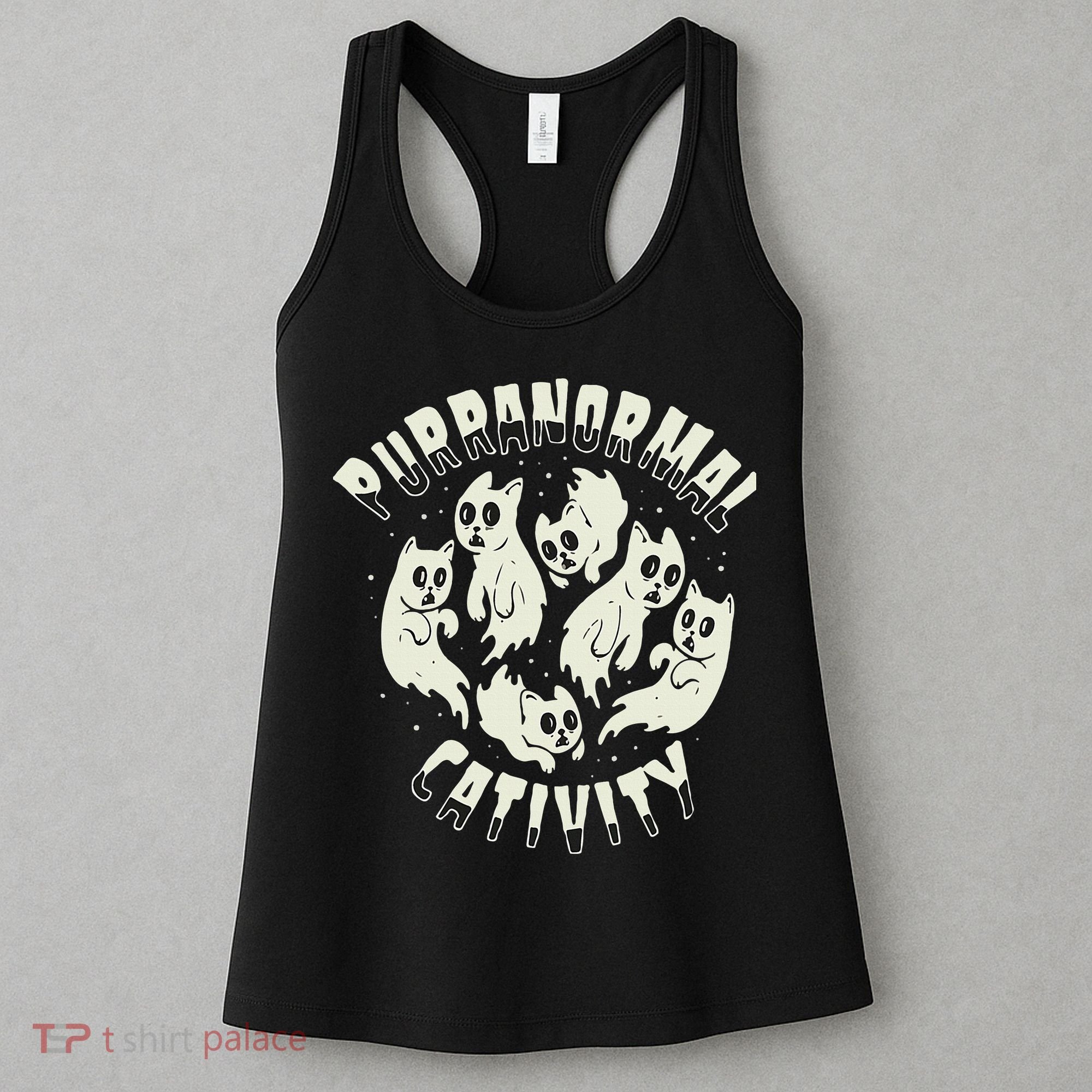 Spooky Ghost Cat Paranormal Funny Activity Women's Tank Top