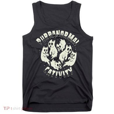 Spooky Ghost Cat Paranormal Funny Activity Tank Top